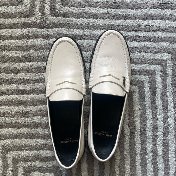 Saint Laurent White Leather Loafers - Picture 3 of 6